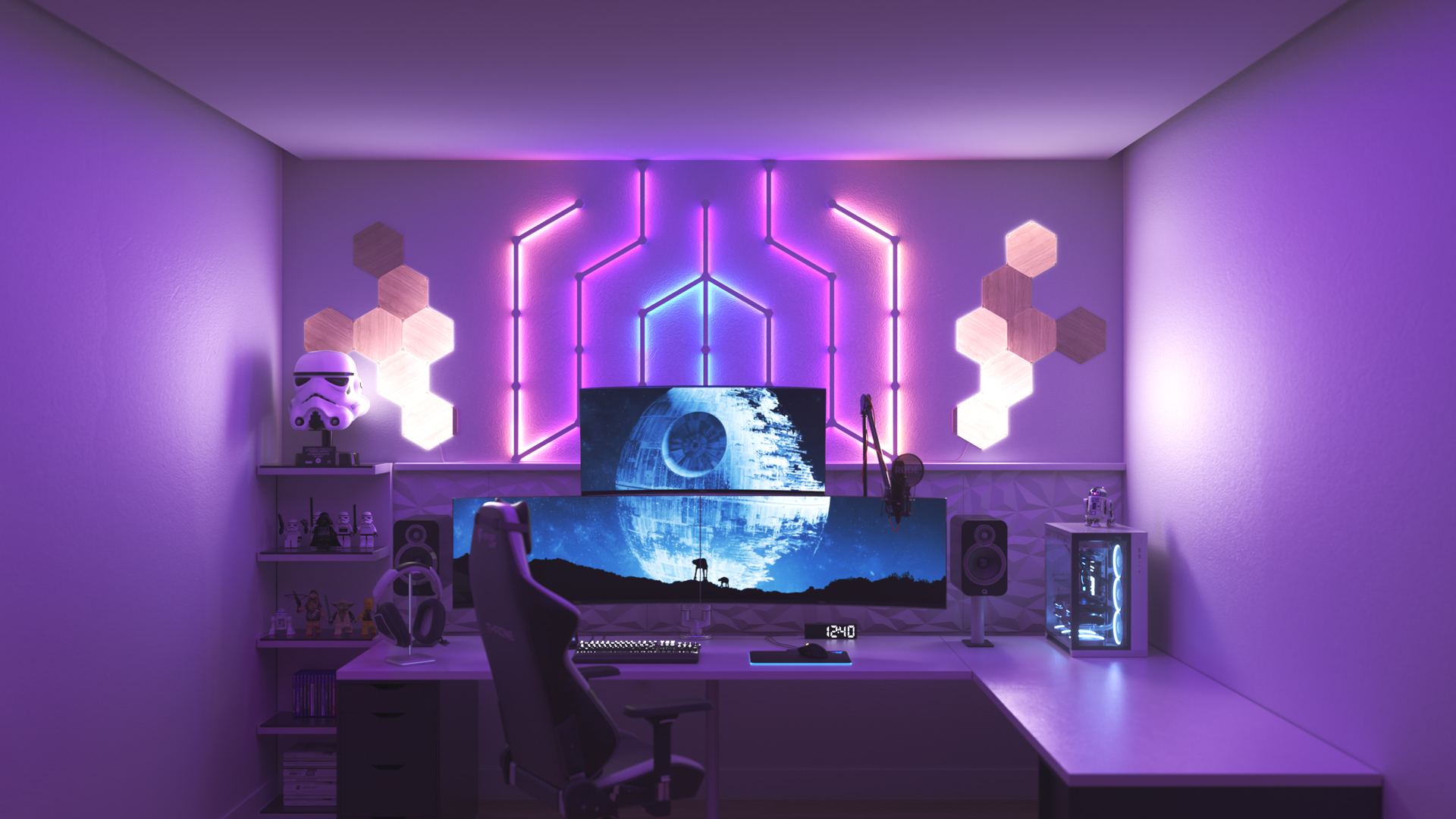 Habitaciones Gamer - Hoy os queríamos mostrar este setup para que vieseis  cómo, con unos pocos elementos RGB, se le puede dar vida a cualquier habitación  gamer. Unos paneles Nanoleaf, incluso el