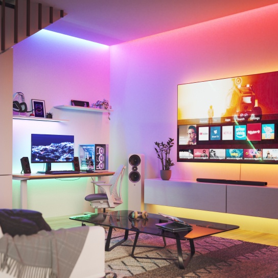 NUOVA GERMANY Luci Neon, RGB-IC with Music Sync, Funziona con Alexa, Google  Assistant, Luci gaming, 3 Metri Strisce LED per Camera da letto Soggiorno