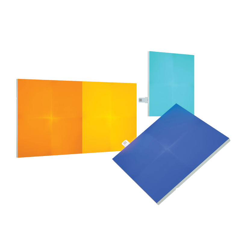 Pannelli luminosi quadrati smart modulari che cambiano colore Nanoleaf Canvas. Kit di espansione da 4. Simile a Philips Hue, Lifx. HomeKit, Assistente Google, Alexa di Amazon, IFTTT. 