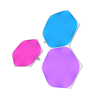 Nanoleaf Shapes Hexagons, mit Thread kompatible, farbwechselnde, intelligente Lichtpanels. Ähnlich wie Philips Hue, Lifx. Apple Home, Google Home, Amazon Alexa, IFTTT.