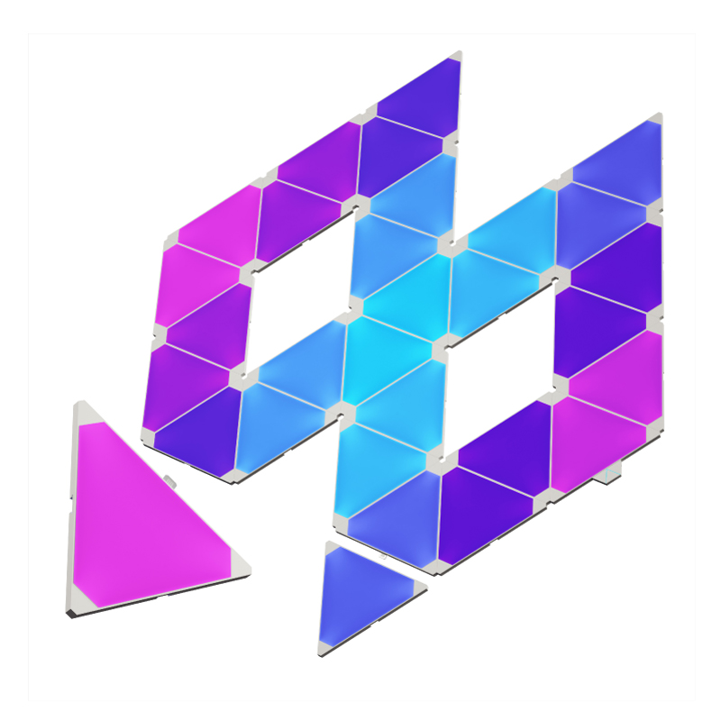 Pannelli luminosi triangolari smart modulari che cambiano colore Nanoleaf. Kit di espansione da 30. Simile a Philips Hue, Lifx. HomeKit, Assistente Google, Alexa di Amazon, IFTTT. 