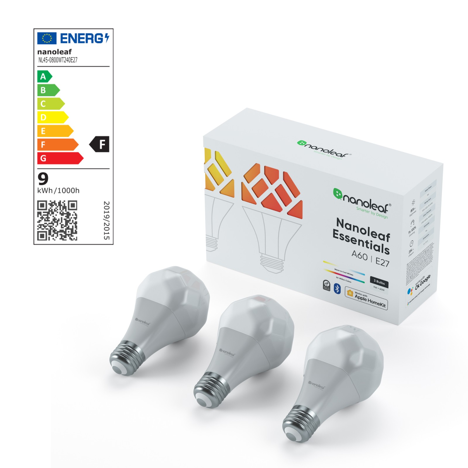 Essentials HomeKit A60 | E27 Smart Bulbs (3 Pack) - NL45