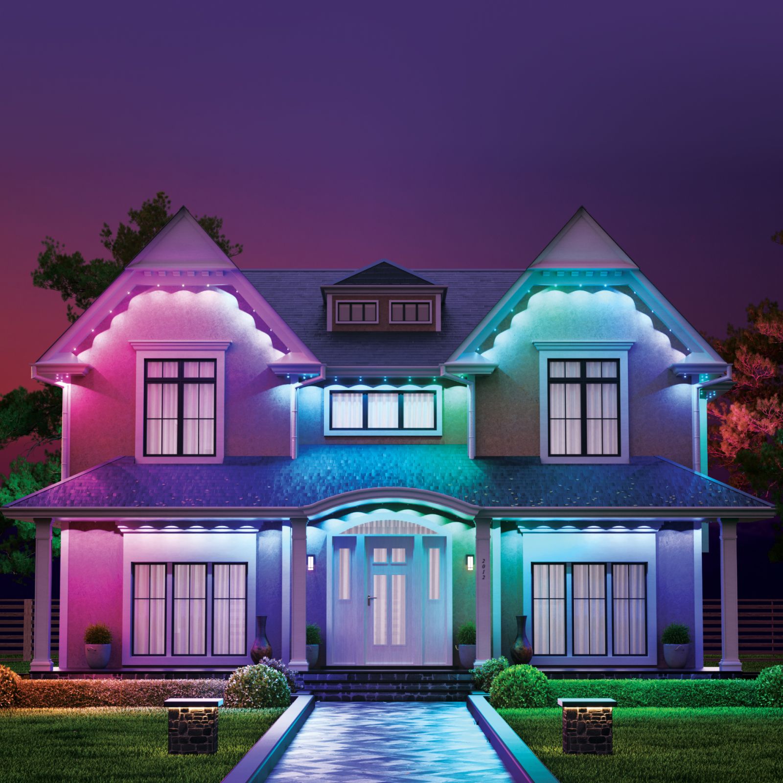 Nanoleaf Smart Multicolor Dauerleuchten für den Außenbereich Bunt gerade an