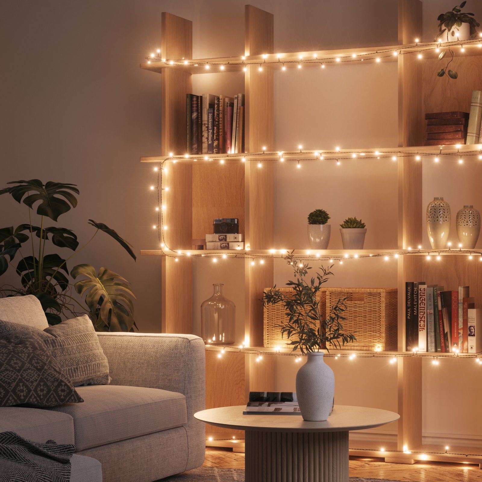 Machen Sie sich mit Nanoleaf Smart String Lights auf den Weg zum Fest. Die perfekte Dekoration für Ihren Baum oder für Ihr ganzes Haus, um Weihnachtsstimmung aufkommen zu lassen! Matter-fähige weiße und farbige RGB-adressierbare Weihnachtsbeleuchtung mit 250 LEDs.